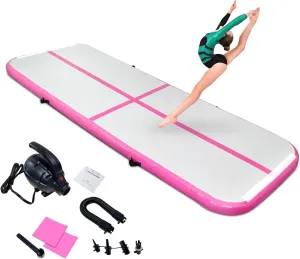 SUDOO 10ft/13ft/16ft Inflatable Gymnastics Tumbling Mat 4" Thick Air Tumble Track Training Mat with Electric Pump for Home Use/Tumble/Gym/Exercise/Training/Cheerleading/Yoga/Parkour/Beach/Park/Water
