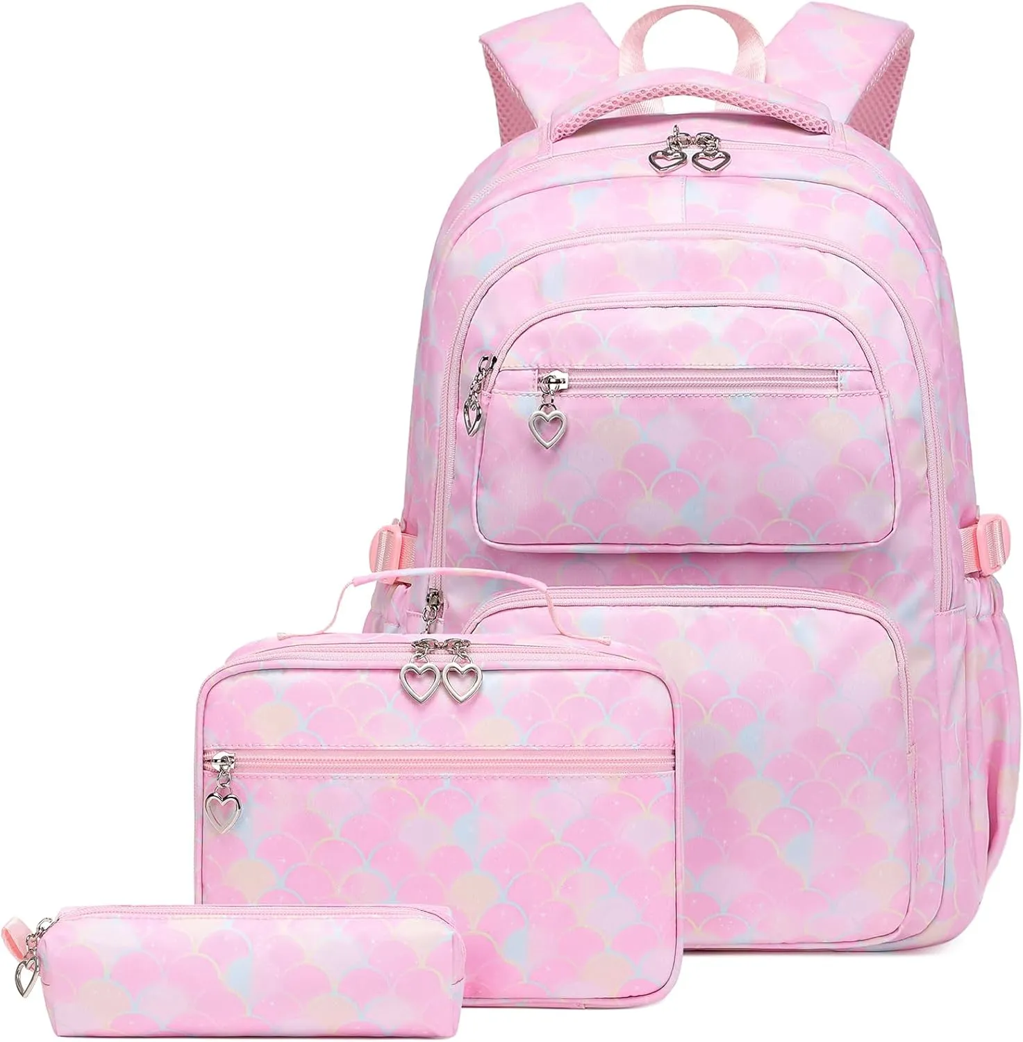Sugaroom Mermaid Backpack for Girls Backpack with Lunch Box Pencil Case Kids Backpack School Bags Primary Elementary Bookbags for Teen Girls