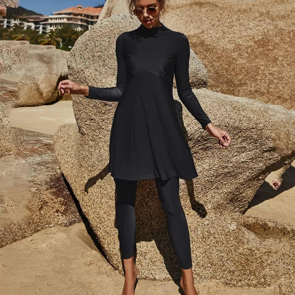 Summer Burkini Muslim Swimwear Female Two-Piece Set Swimsuit Long Sleeve Beach Swimming Suit