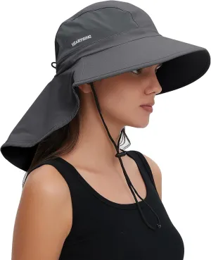 Sun Hat Outdoor with Large-Area Neck Flap, UV Protection Quick-Dry Breathable Fishing Hat for Hiking Garden