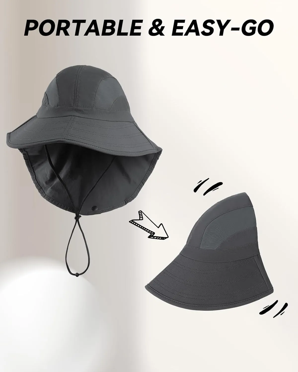 Sun Hat Outdoor with Large-Area Neck Flap, UV Protection Quick-Dry Breathable Fishing Hat for Hiking Garden