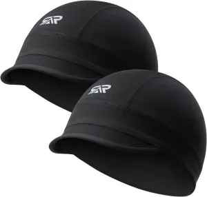 SUNMECI 2 Pcs Cooling Skull Cap for Men,Cycling Cap Helmet Liner with Sun Visor for Running Bike Hard Hat Liner