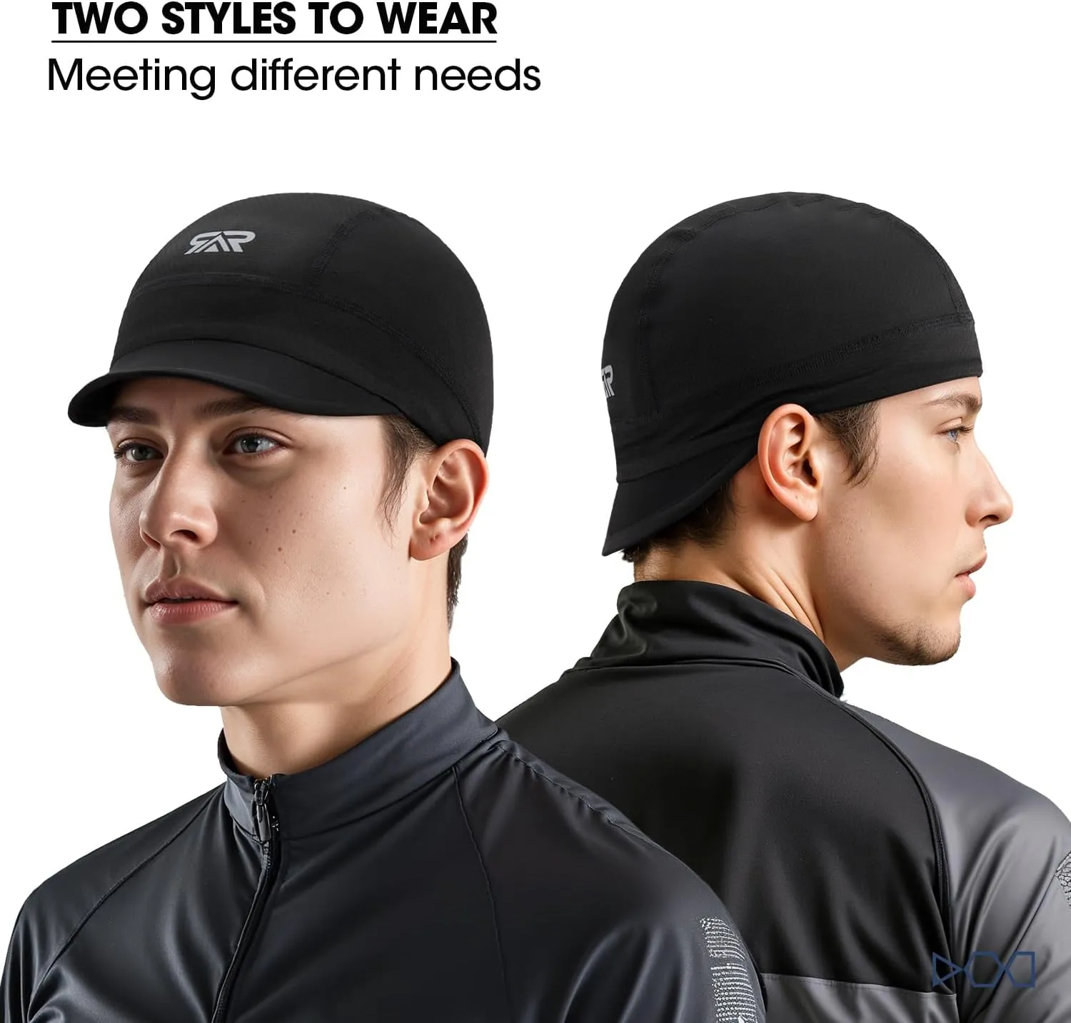 SUNMECI 2 Pcs Cooling Skull Cap for Men,Cycling Cap Helmet Liner with Sun Visor for Running Bike Hard Hat Liner