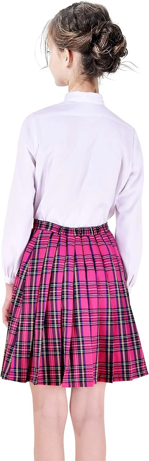 Sunny Fashion 3 Pieces School Uniform Girls White Shirt Skirt Collar Bow Tie