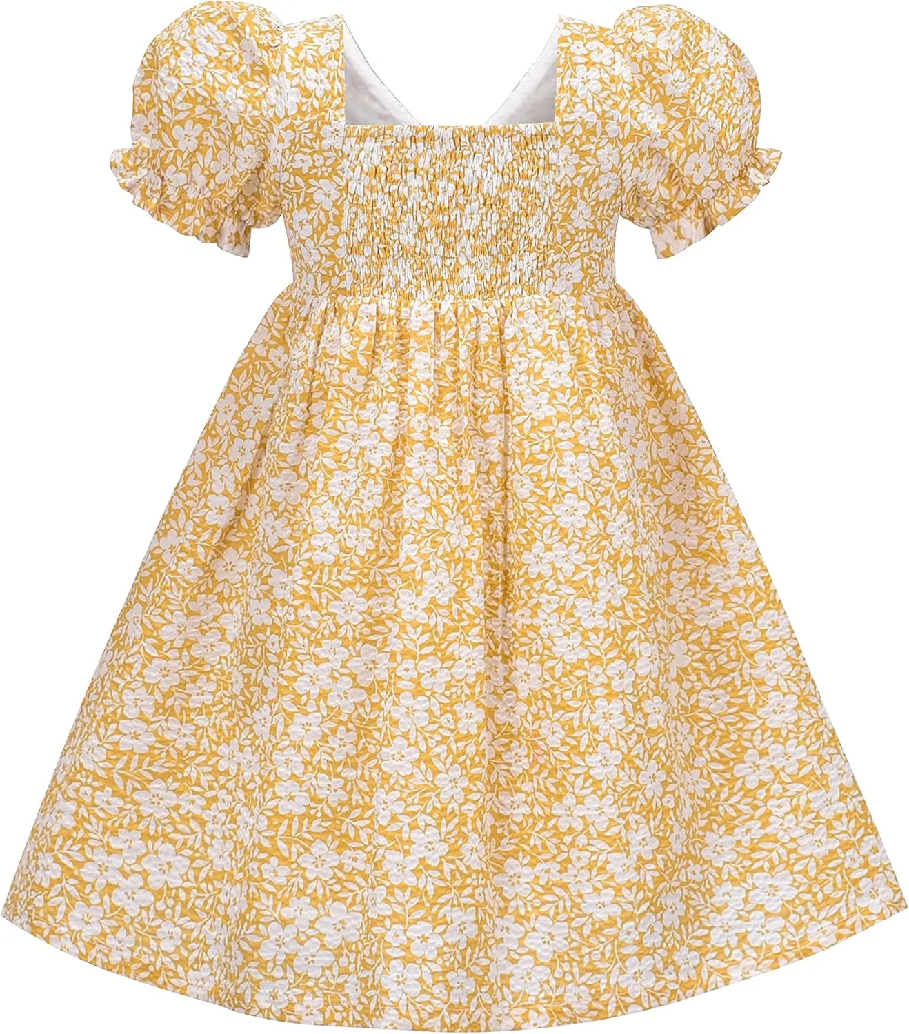 Sunny Fashion Girls Dress Beige Short Sleeve Collar Button Front School Uniform