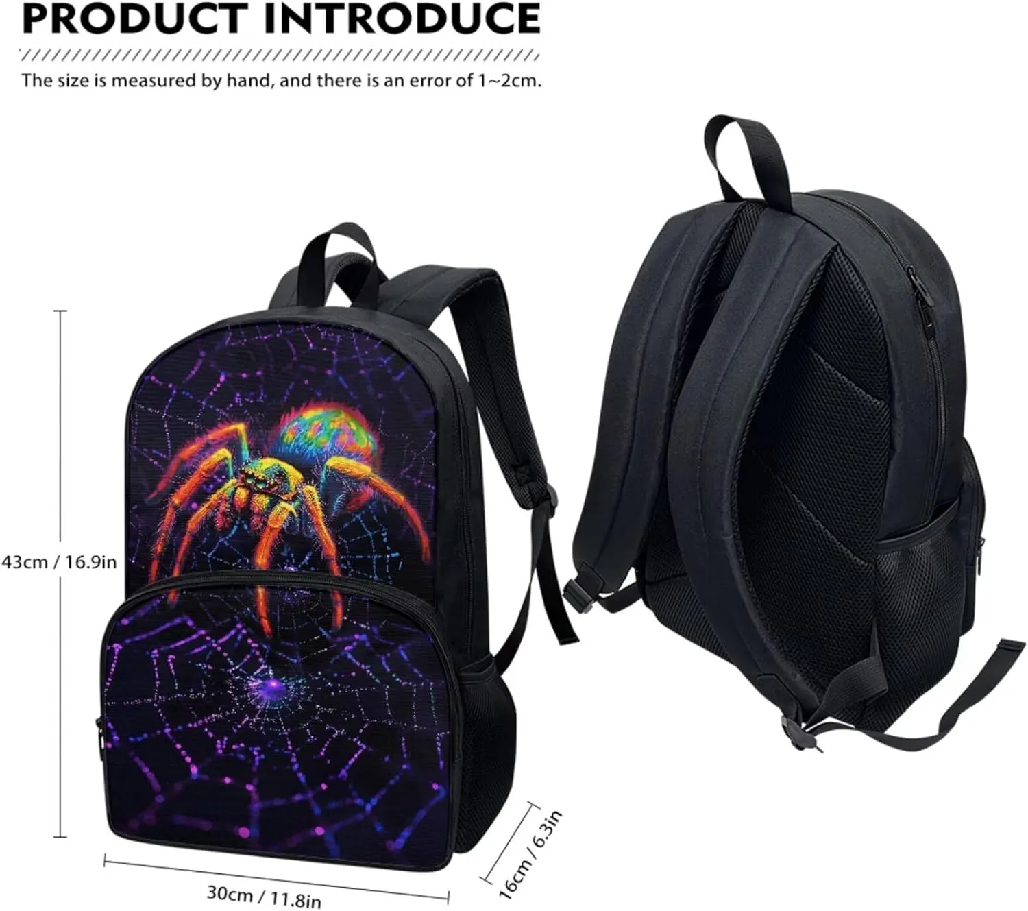 Suobstales Spider Web Print Backpack for Boys School Bag with Lunch Bag and Pencil Case Set Kids 3 in 1 Bookbag Back Packs Satchel Travel Daypack Rucksack