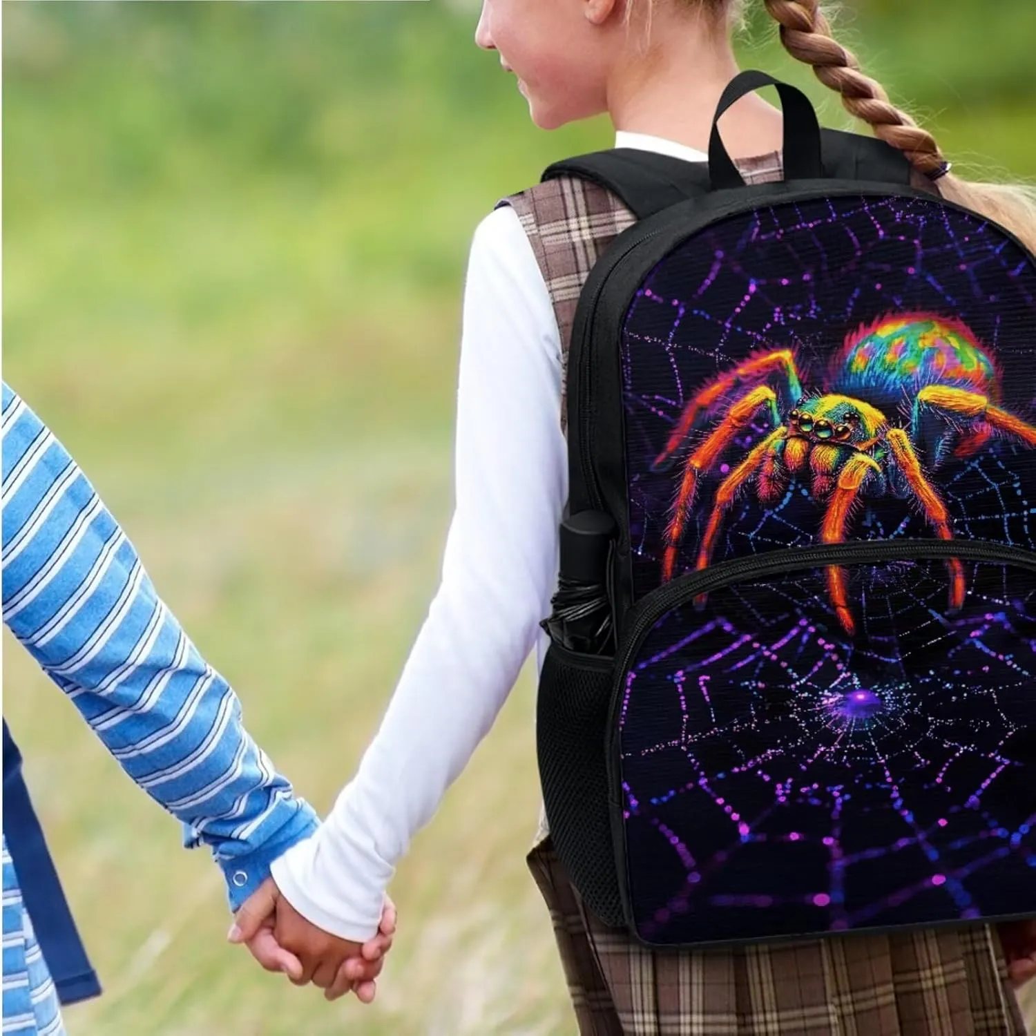 Suobstales Spider Web Print Backpack for Boys School Bag with Lunch Bag and Pencil Case Set Kids 3 in 1 Bookbag Back Packs Satchel Travel Daypack Rucksack