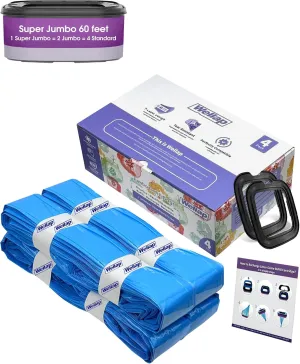Super Jumbo Litter Refill Bags 60ft Compatible with Your Litter Refill Cartridge, Up to 16 Months, Cat Kitty Litter Refills Odor Control (4 Pack)