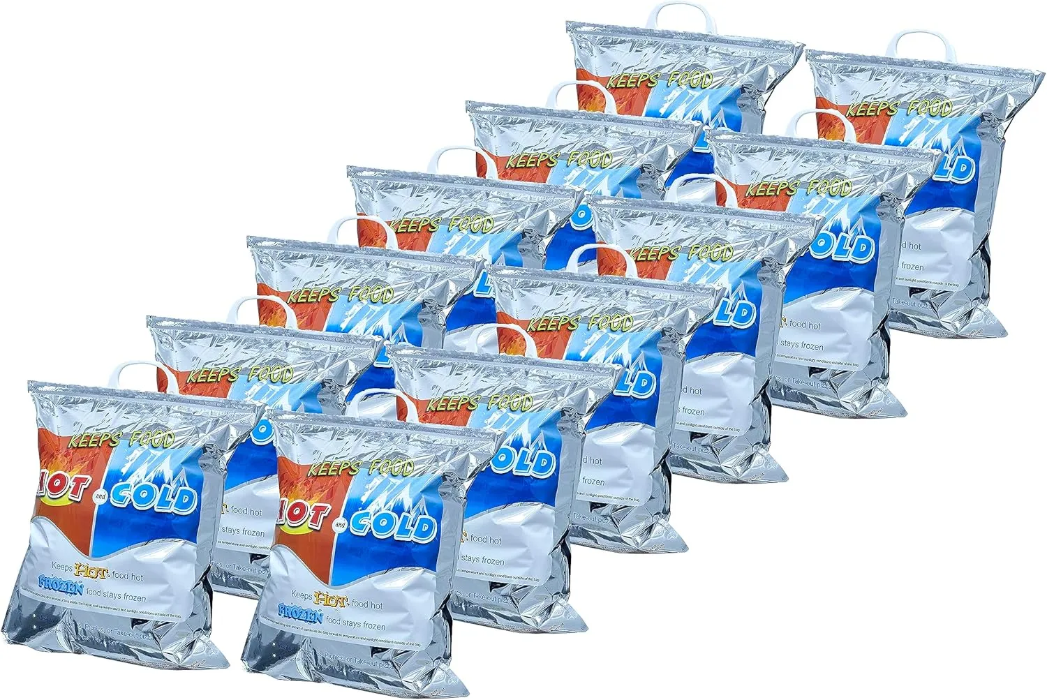 Superio Hot and Cold Insulated Bags for Food Delivery, Grocery Shopping Bags, Food Storage for Hot and Frozen Food for Travel, Disposable Cooler Bag, Reinforced Thermal Lunch Bag (12, 16"x19.25")
