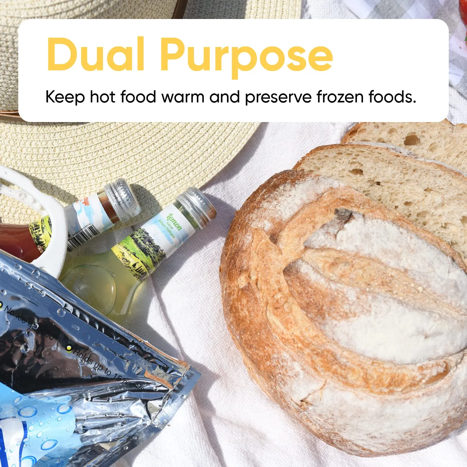 Superio Hot and Cold Insulated Bags for Food Delivery, Grocery Shopping Bags, Food Storage for Hot and Frozen Food for Travel, Disposable Cooler Bag, Reinforced Thermal Lunch Bag (4, 12"x13.5")