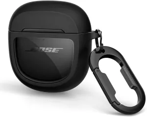 SURITCH Protective Cases for Bose QuietComfort Earbuds II 2022 / QuietComfort Ultra 2023, Shockproof Case Cover for Bose QC ii 2 Charging Case Accessories with Carabiner, Black