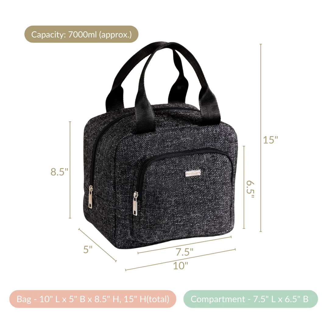 Sustainable Thermal Insulated Jute Lunch Bag Black