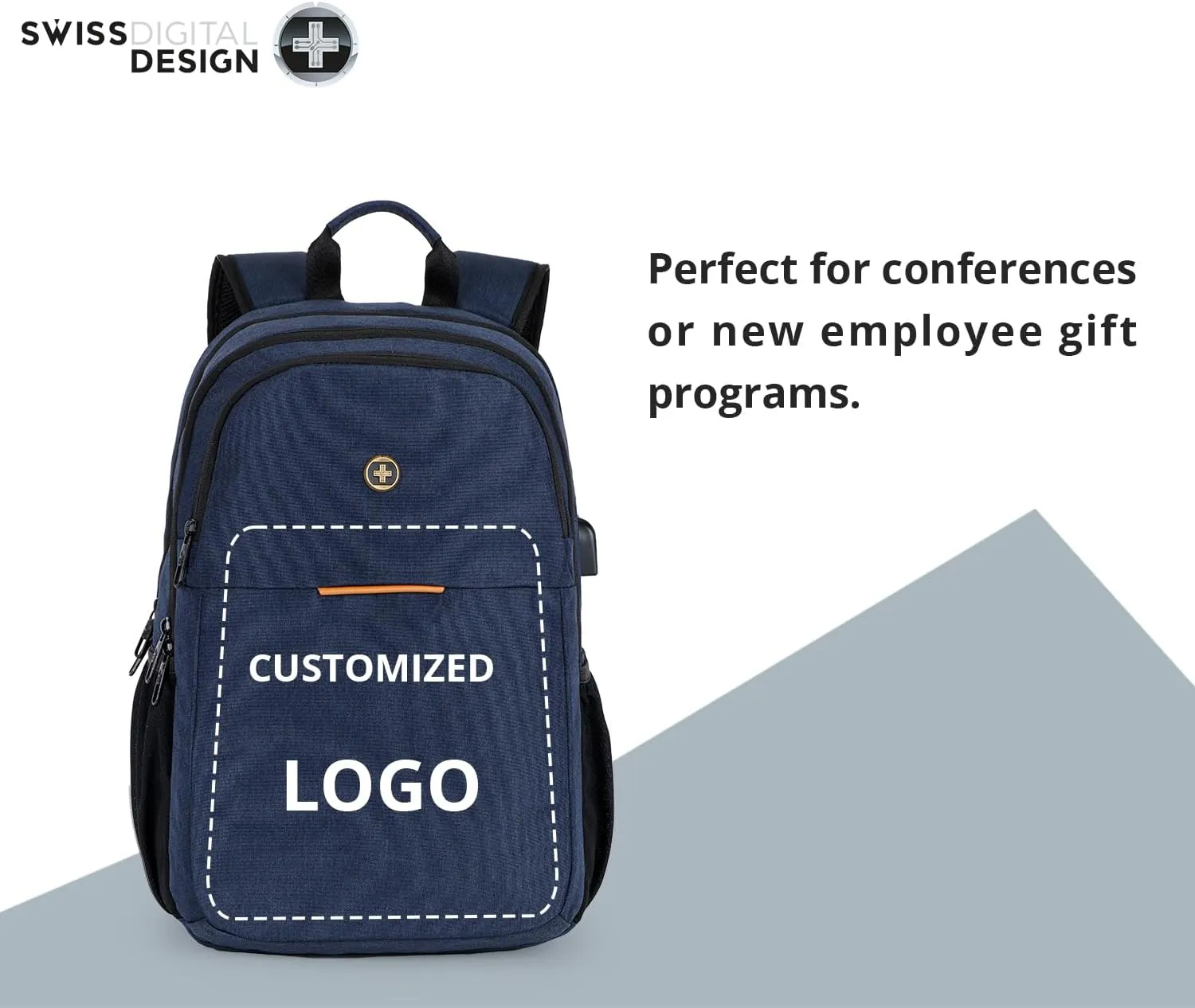 Swissdigital Design College 17 inch Laptop Backpack, Slim Business Travel Laptop Backpack With USB Charging Port For Women & Men Laptop Dark Blue (BIBERSTEIN SD1636-12)