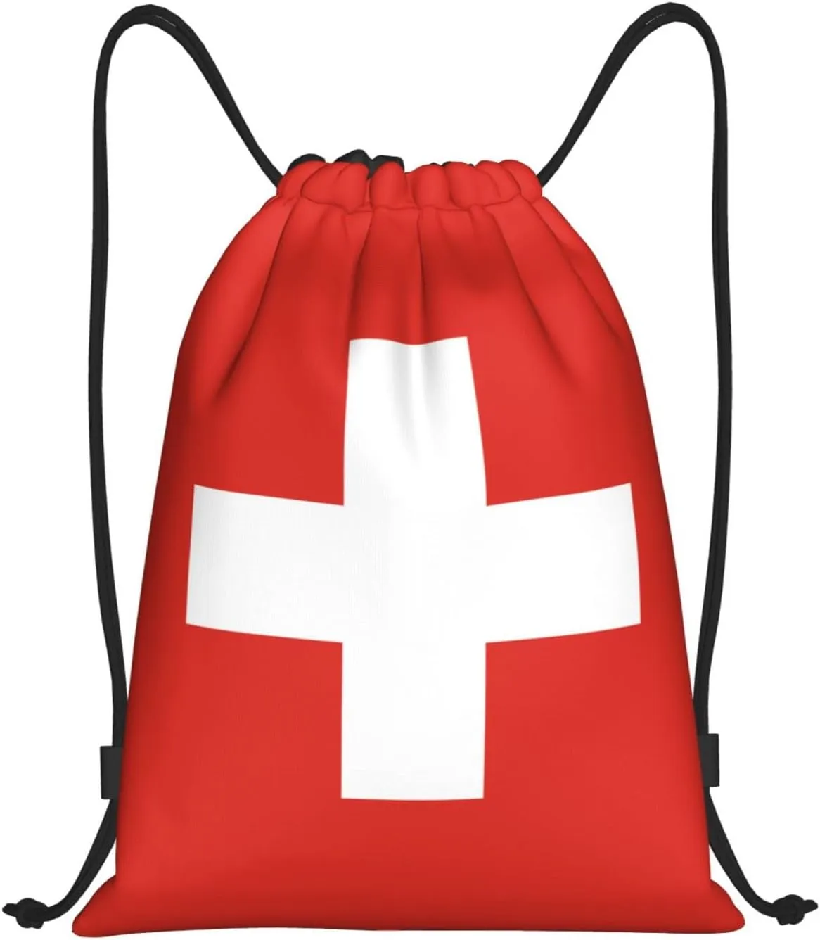 Switzerland Drawstring Backpack Yoga Beach Sackpack Lightweight Gym Sports String Swiss Bag S
