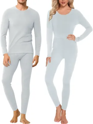 SWOMOG Couple Thermal Underwear Sets Women & Men Ultra Soft Long Johns Base Layer Fleece Lined Warm Top & Bottom
