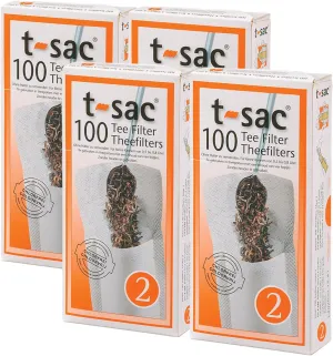 T-Sac Tea Filter Bags, Disposable Tea Infuser, Number 2-Size, 2 to 4-Cup Capacity, Set of 400