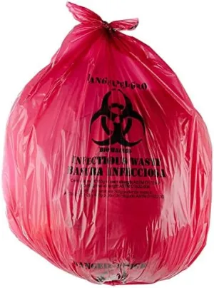 TableTop King 33 Gallon 33" x 40" Red Isolation Infectious Waste Bag/Biohazard Bag Linear Low Density 1.2 Mil - 100/Case