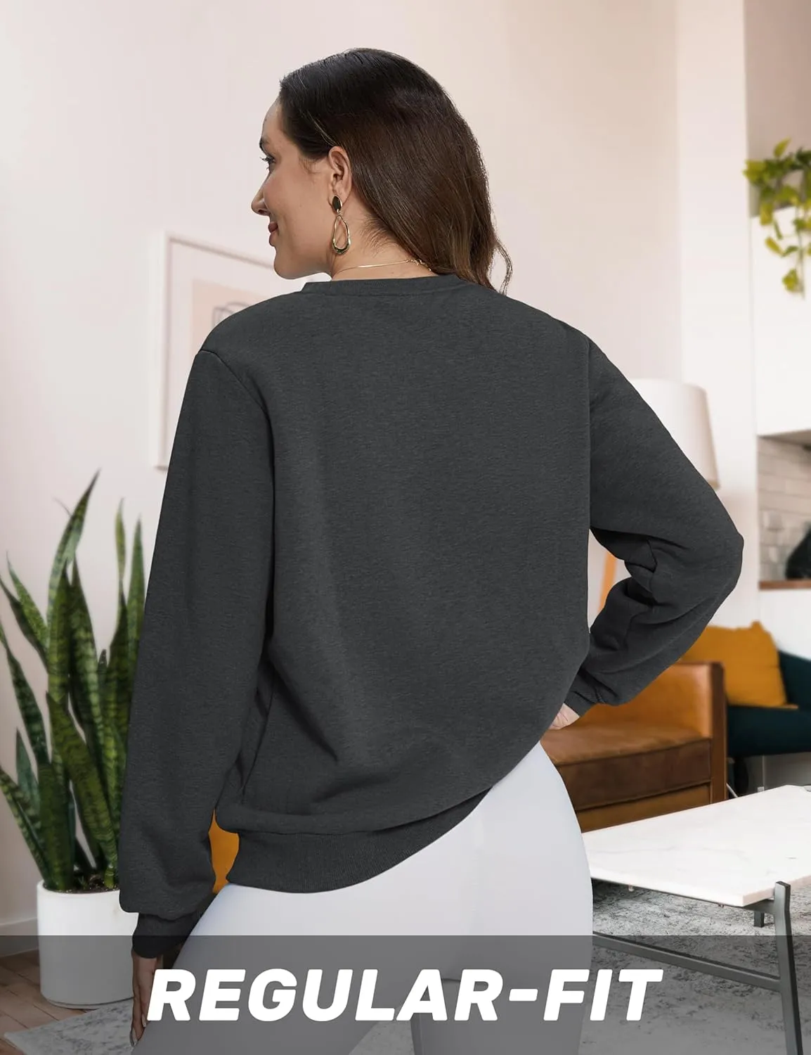 TACVASEN Womens Sherpa Lined Sweatshirts Casual Crewneck Cute Fleece Pullover Long Sleeve Thermal Shirts