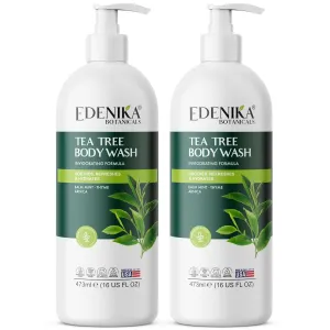 Tea Tree Oil Body Wash | Helps Soothe Dry & Itchy Skin, Natural Body Cleanser for Odor & Skin Discomfort, Gentle and Refreshing for Sensitive Skin & All Ages, 16 fl oz, Pack of 2