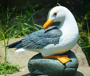 Teaeeno Real Seagull Decoration,Seagull Statue Outdoor Decoration,Seabird Decoration,Seagull Figurine Coastal Garden Decor,Bird Statue Nautical Beach Sculpture,Perfect for Home Garden,Terrace,Yard Art