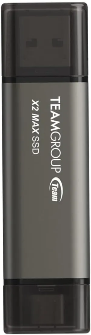 TEAMGROUP X2 MAX 2TB USB 3.2 1000MB/s Gen 2 Type A & Type C (3.1/3.0) OTG Dual Interface Portable SSD Data Storage Memory Stick Compatible with Smartphone/Tablet/Laptop/PC/MacBook TX2MAX32TBT01