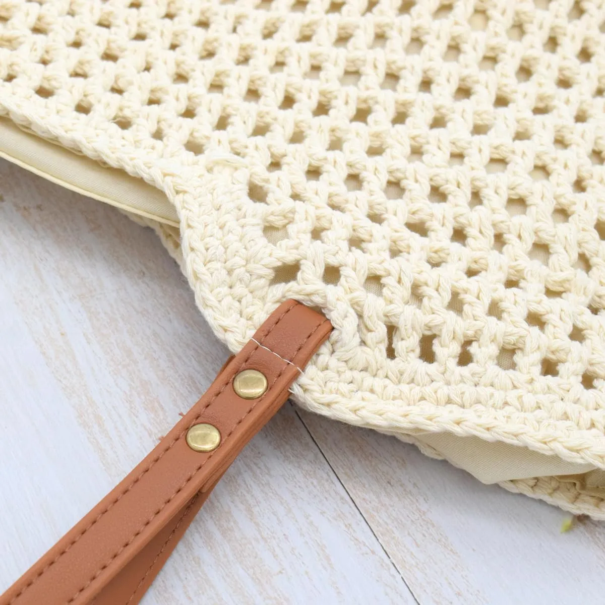 TeeYee Boho Crochet Summer Handbag Handmade Cotton Rope Knit Shoulder Bags for Women Bohemia Tote for Travel