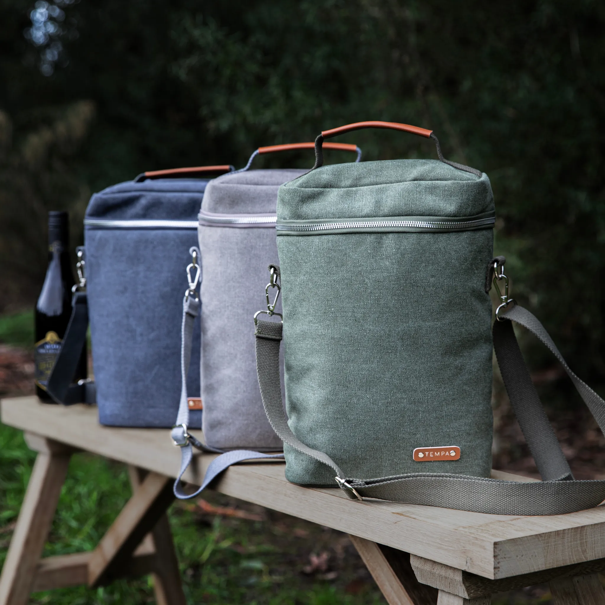 Tempa | Kayce | Navy Insulated Double Wine Bag