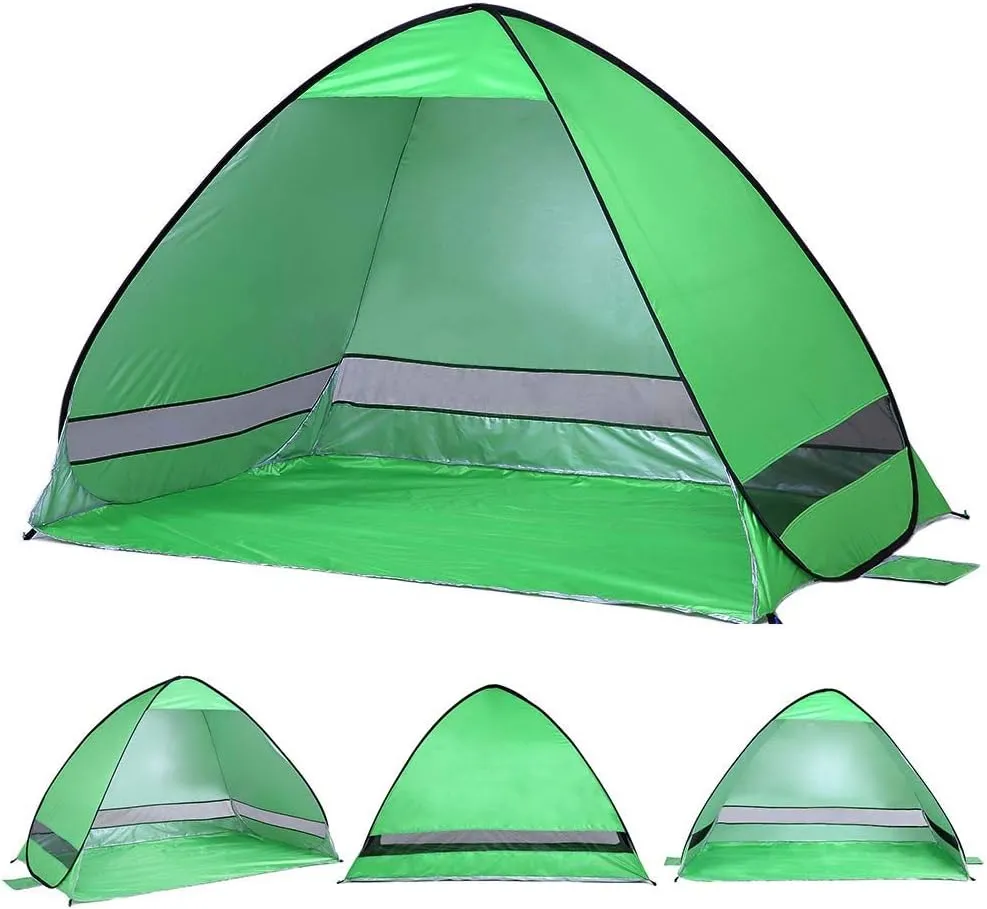 Tents For Camping Pop Up Tent - Automatic Instant Tent - Portable Cabana Beach Tent - Fits 2 People - Windows and Doors on Both Sides - Water Resistant, UV Protection Sun Shelter - Carry Bag In