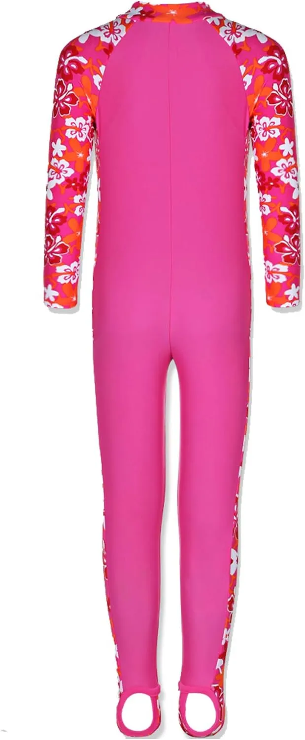 TFJH E 1PCS Girls Long Sleeve Swimsuit UPF 50  Rashguard Zipper Footed