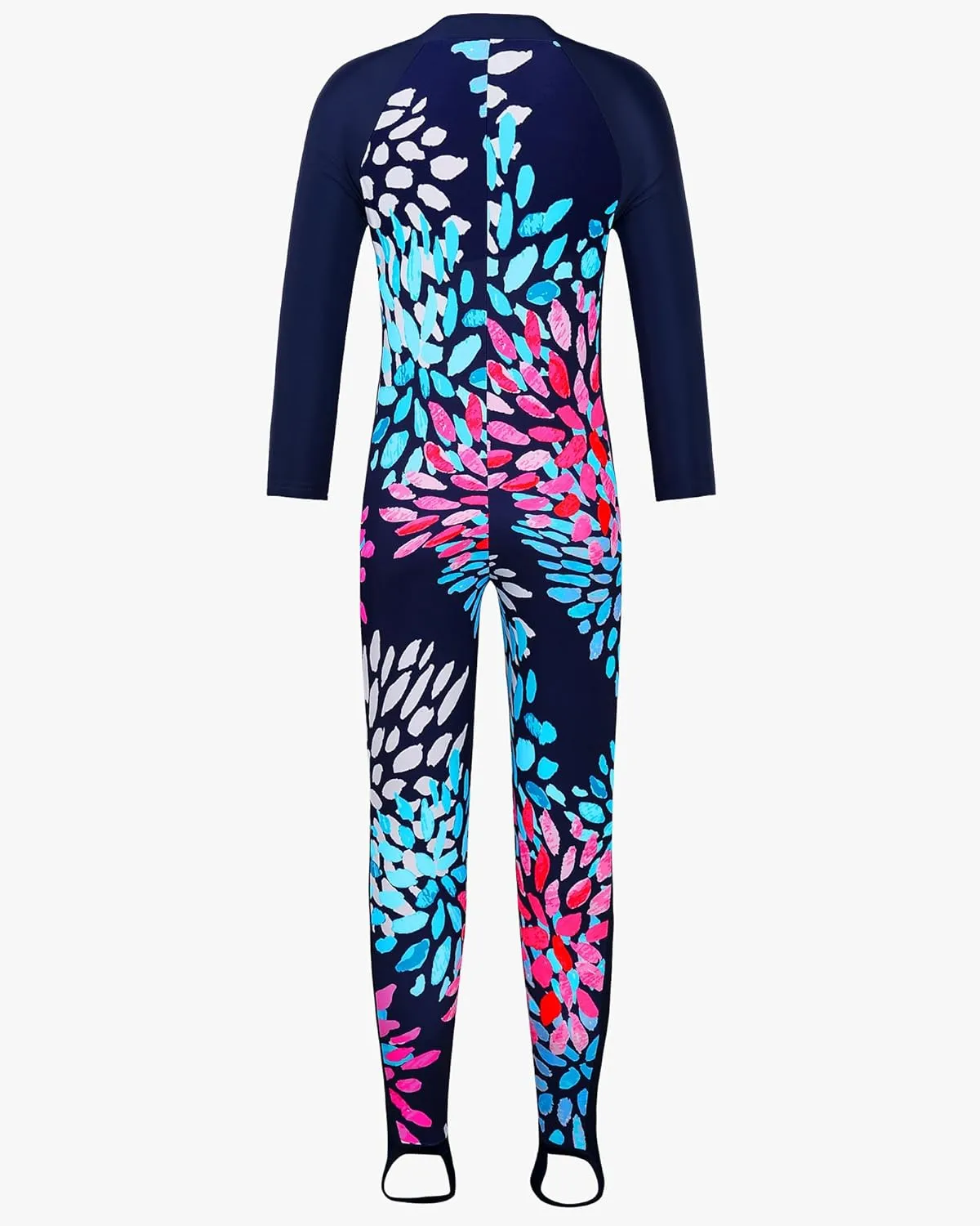 TFJH E 1PCS Girls Long Sleeve Swimsuit UPF 50  Rashguard Zipper Footed