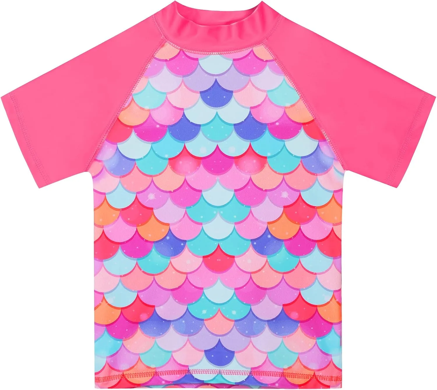 TFJH E Girls Short Sleeve Swimwear Two Piece Swimsuit UPF 50  Rash Guard Sets UV 3-12Y