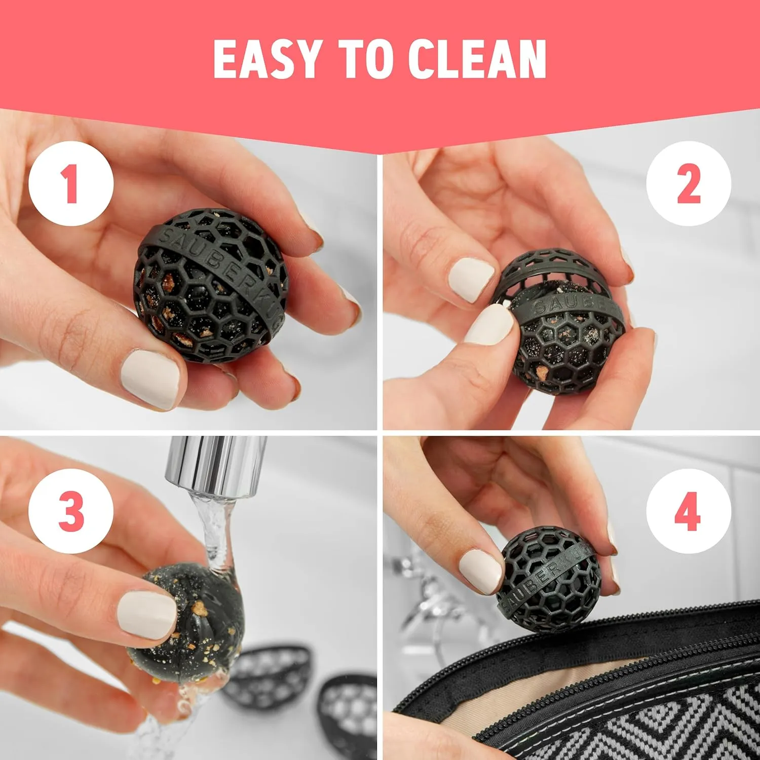 The Clean Ball - The Clever Way of Cleaning Purses, Bags, Backpacks and School Bags (Teal)