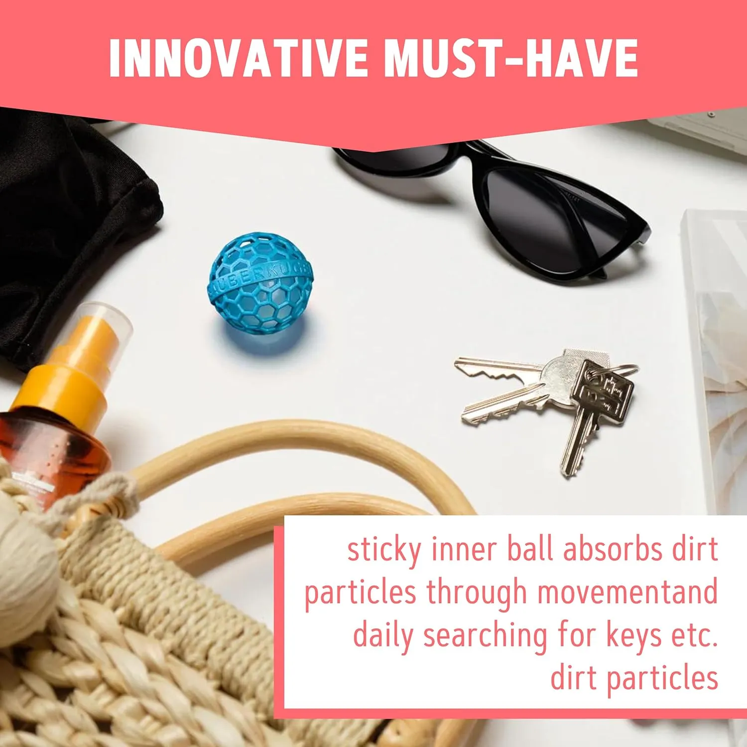 The Clean Ball - The Clever Way of Cleaning Purses, Bags, Backpacks and School Bags (Teal)