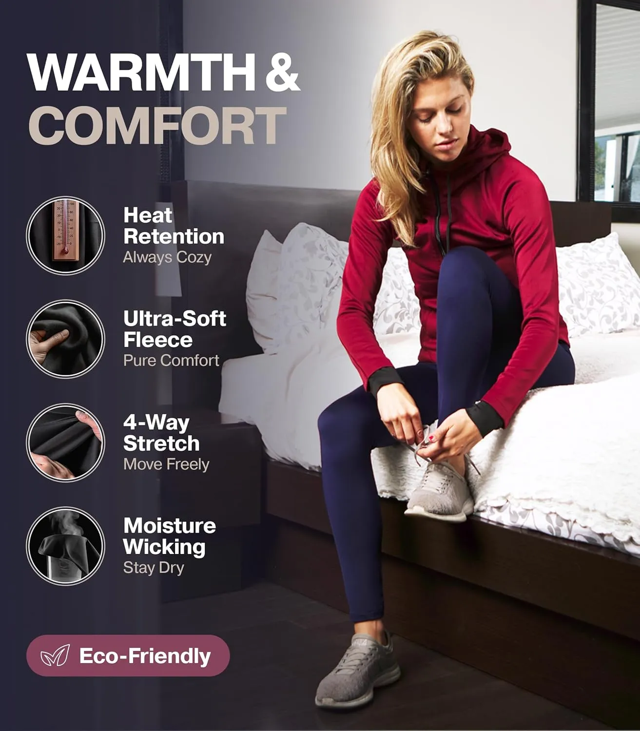 Thermajane Long Johns for Women - Thermal Leggings for Women, Fleece Lined Thermal Underwear Bottoms
