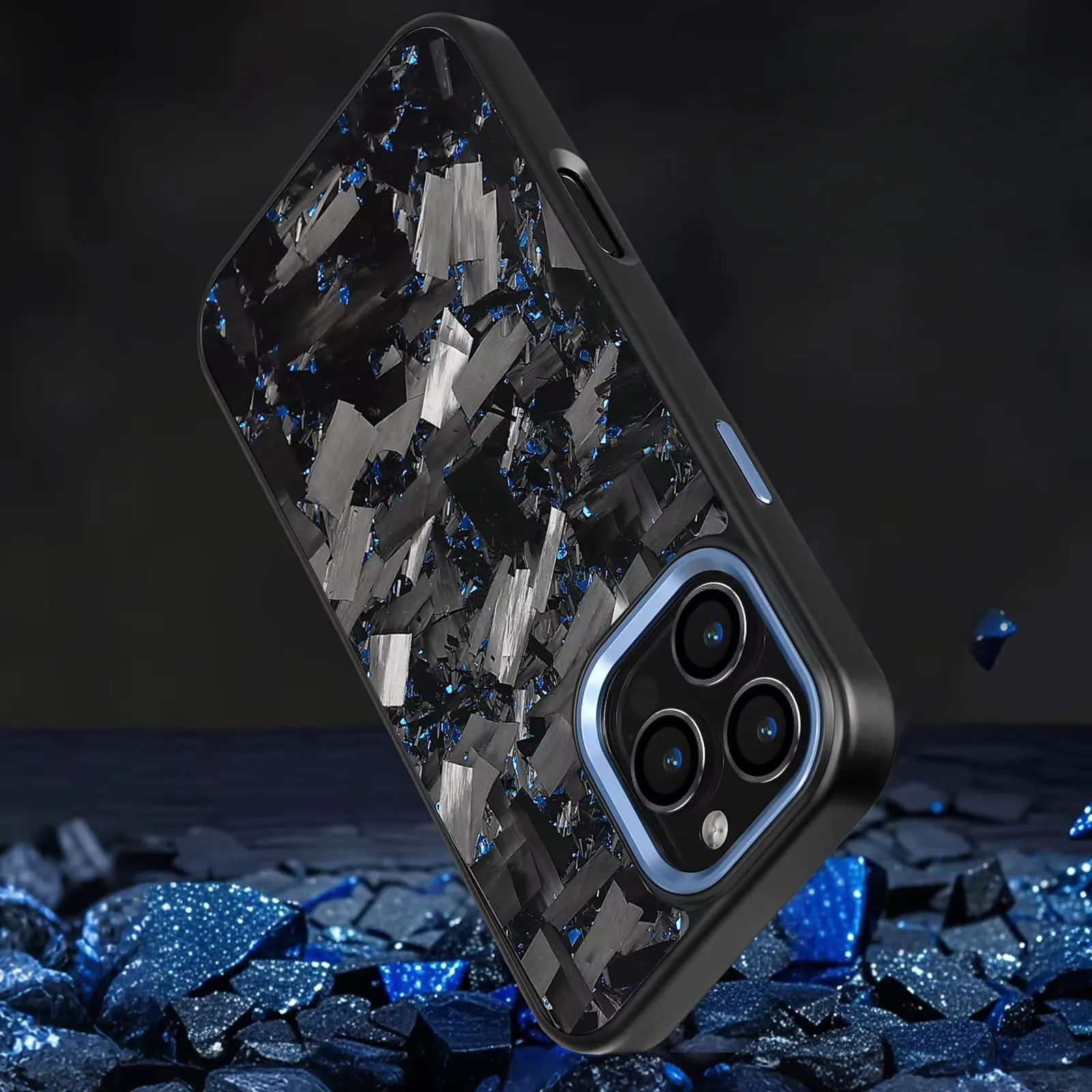 Thick Carbon Flakes Contrast Color iPhone Case