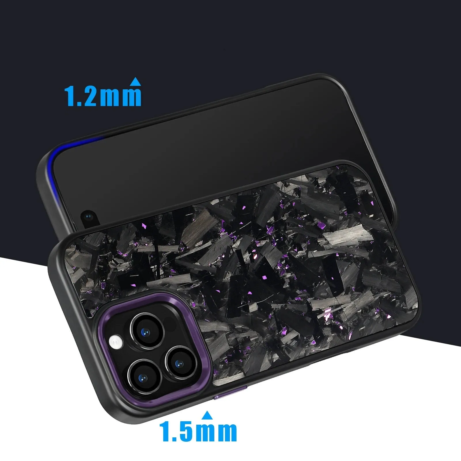 Thick Carbon Flakes Contrast Color iPhone Case