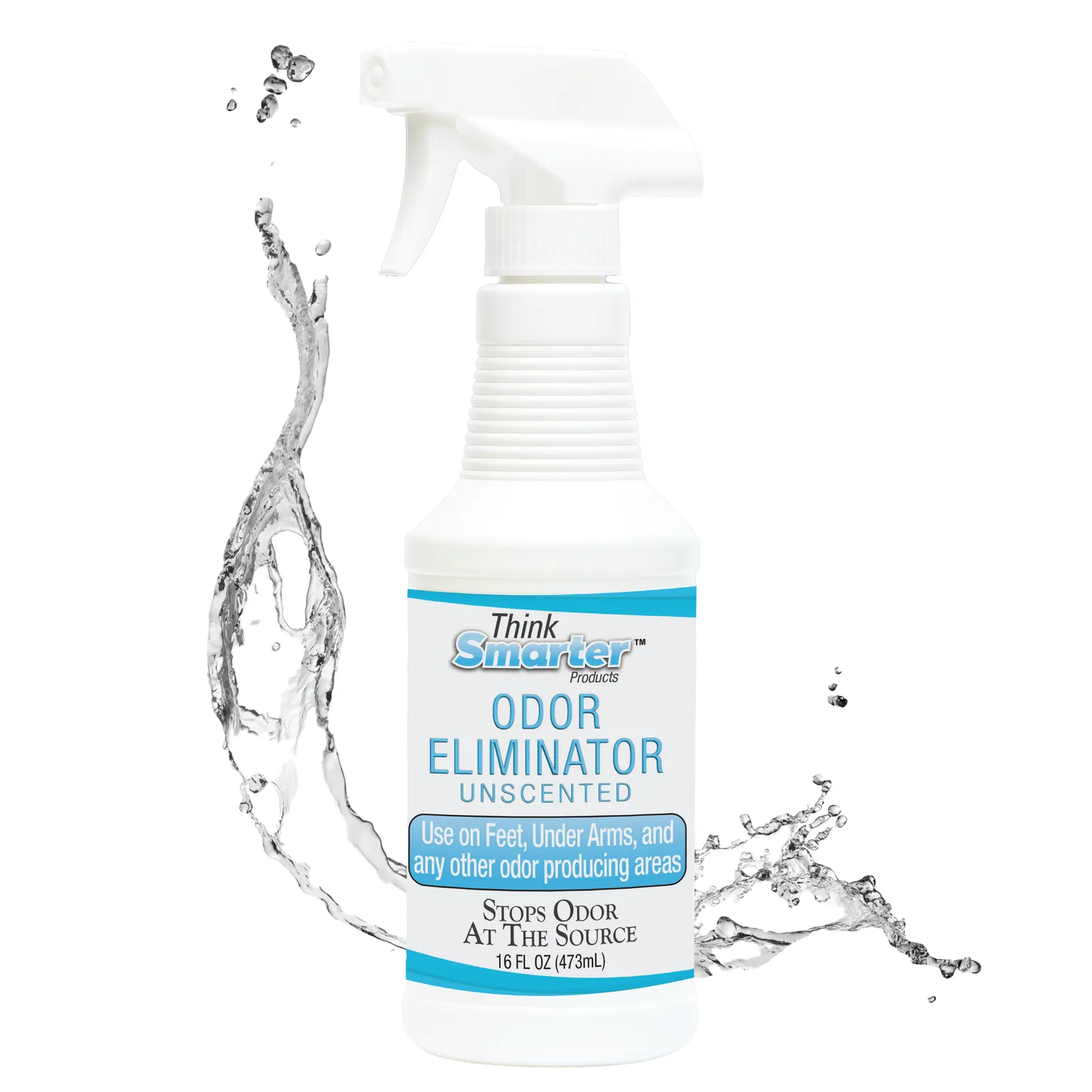 Think Smarter Products Odor Eliminator Spray with Hypochlorous Acid, Unscented Multi-Purpose Air Freshener for Carpet, Clothing, Home, & More, Safe All-Natural 2, 8, or 16fl oz Size Options, Clear Spray
