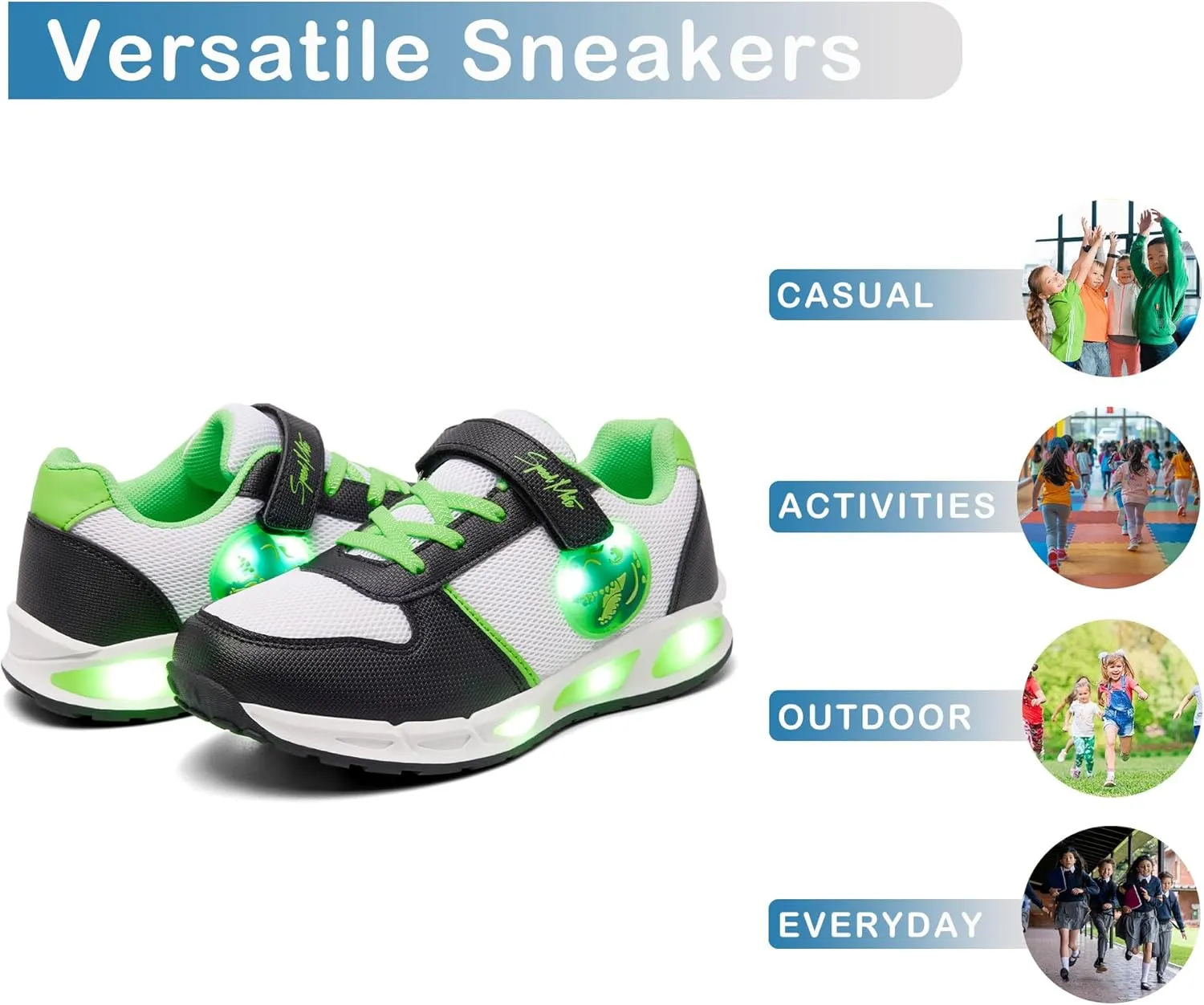 Toddler Light Up Shoes Boys Girls Breathable LED Glowing Luminous Tennis Sneakers for Outdoor Sport(Little/Big Kid)
