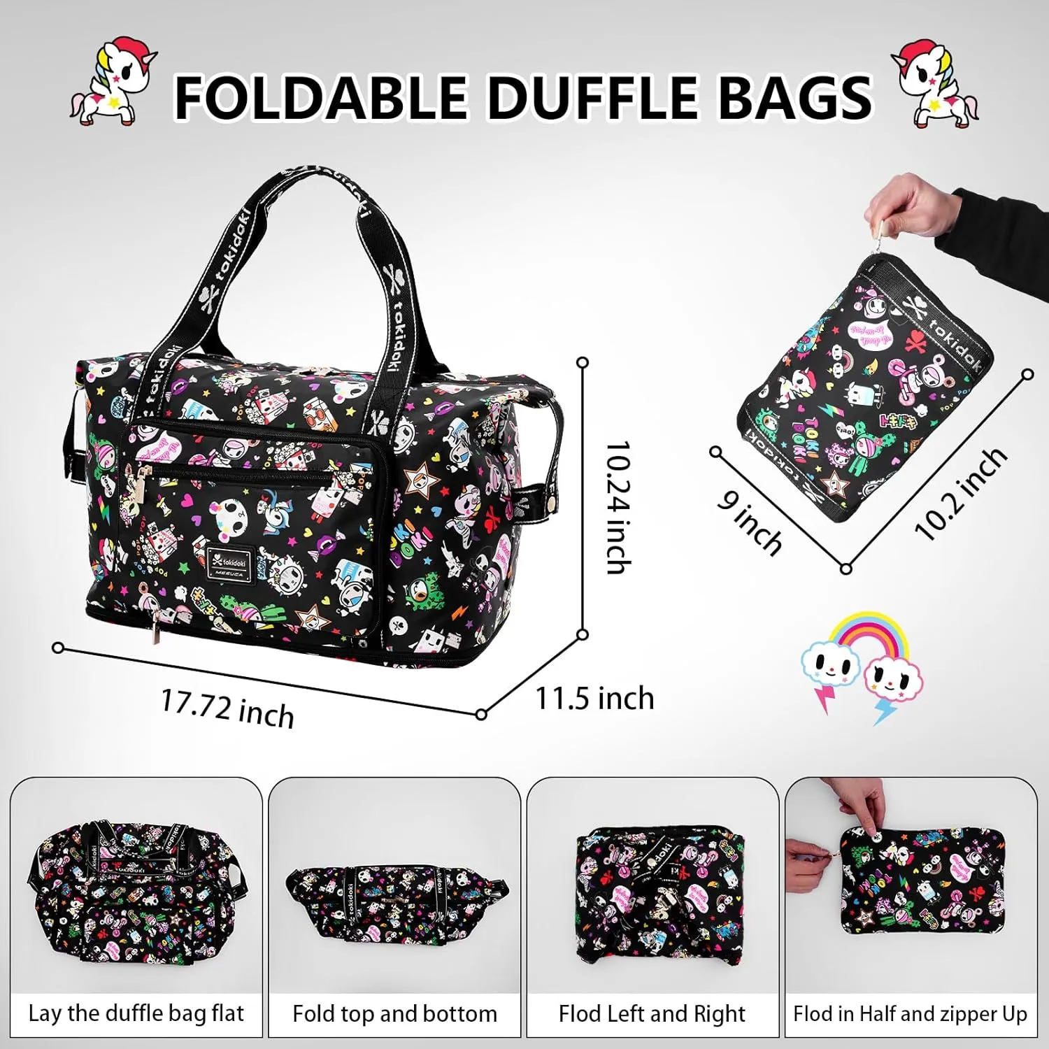 Tokidoki Duffle Bag for Travel, Carry on Weekender Bags for Women Large Capacity Tote Bag, Sports Gym Bag