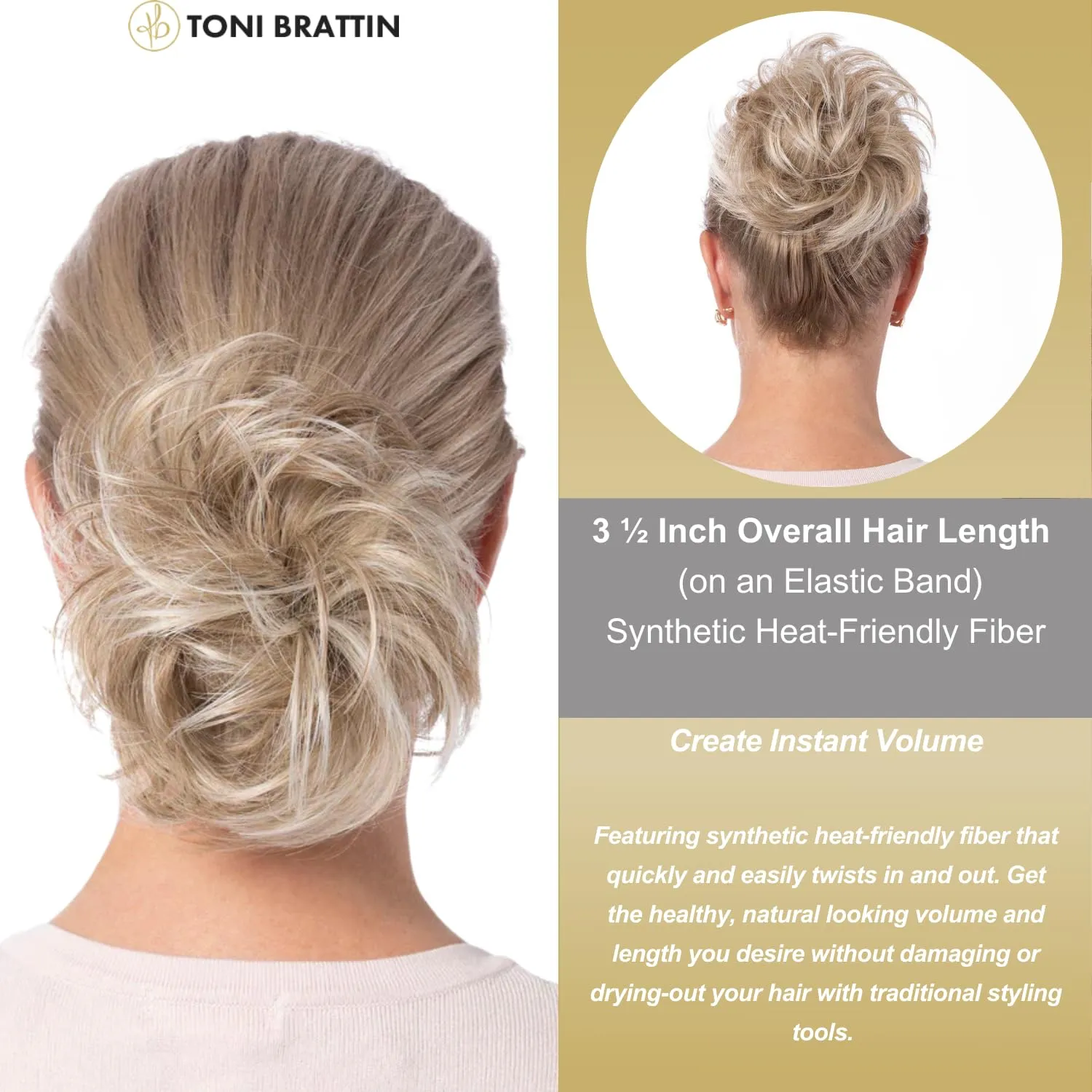 Toni Brattin Twist Classic - Hair Piece Accessory - Instant Volume & Styling for Women - Wrap Around Short or Long Ponytail - Quick and Easy to Use Wrap Up Bun - Heat-Friendly Fiber (Dark Brown)