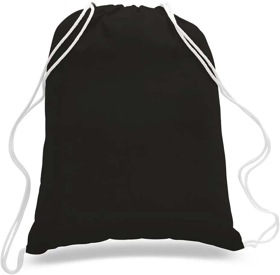 ToteBagFactory 6-Pack Cotton Canvas Drawstring Backpacks: Blank, Plain, Reusable Cloth, 14" W x 18" H