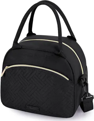 TOURIT Womens Insulated Lunch Bag Thermal Reusable Tote for Work Picnic, Midnight Black