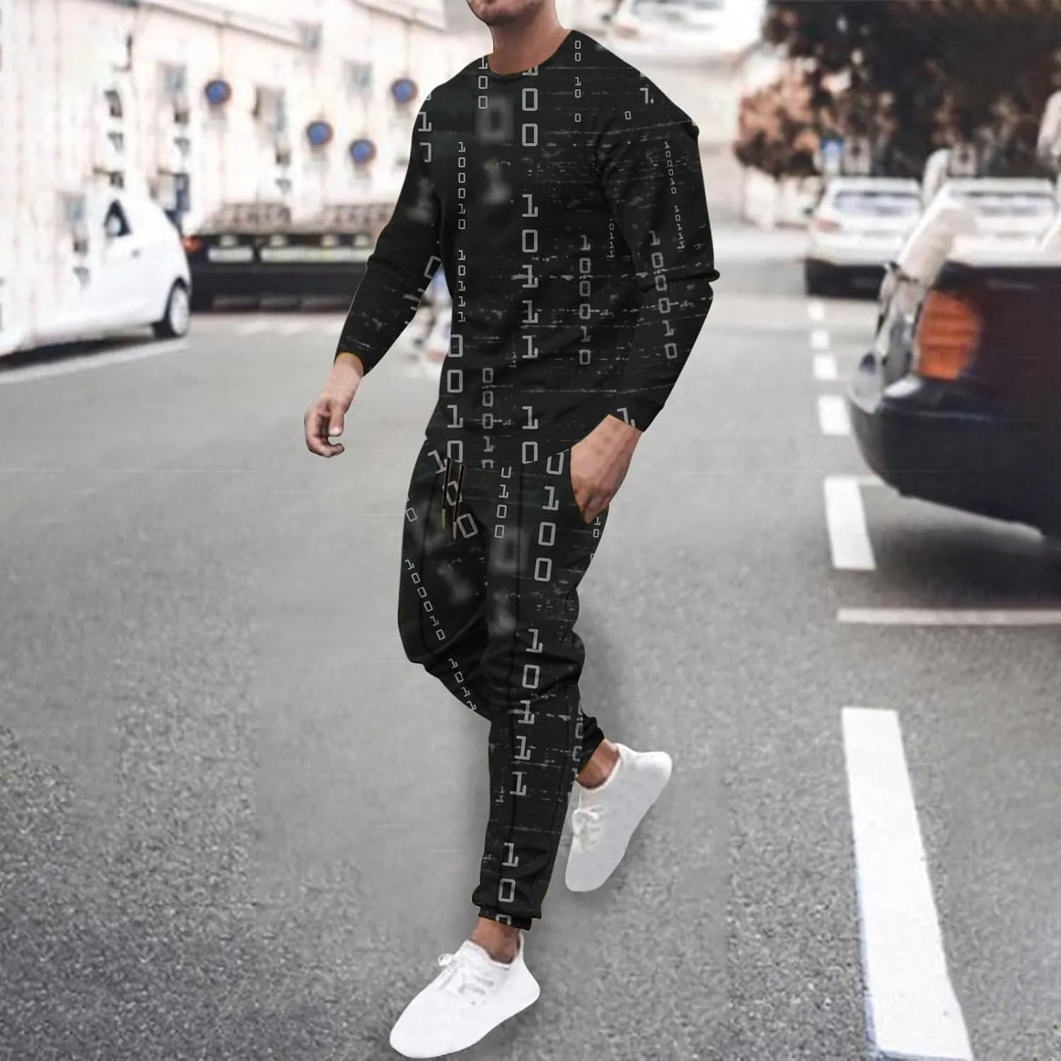 Track Suits for Men Set Workout Athletic Jogging 2 Piece Outfits Long Sleeve 3D Print Pullover Sports Sweatsuit