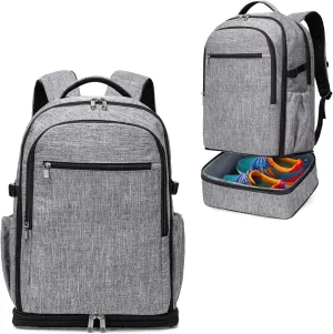Travel Backpack with Expandable Shoe Department, 34L-42L Carry On Laptop Backpack Flight Approved Weekender Overnight Bag, Water Resistant Sports Gym Backpack for Men Women, Grey