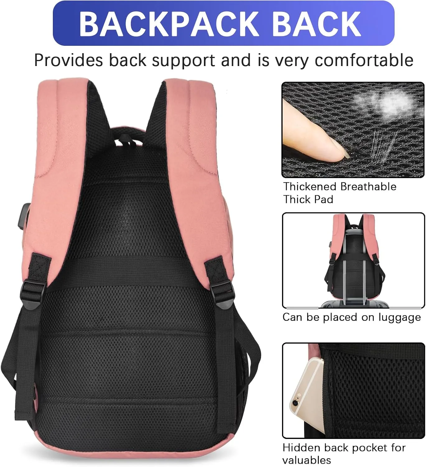 Travel Laptop Backpack,15.6 Inch Business Laptop backpack for Men Women with USB Charging Port,Water-Resistant Laptopack Weekender Daypack for Work College Computer