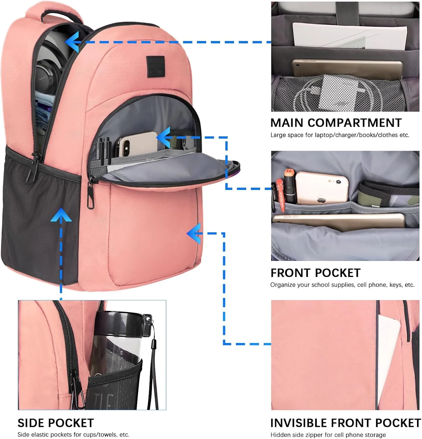 Travel Laptop Backpack,15.6 Inch Business Laptop backpack for Men Women with USB Charging Port,Water-Resistant Laptopack Weekender Daypack for Work College Computer