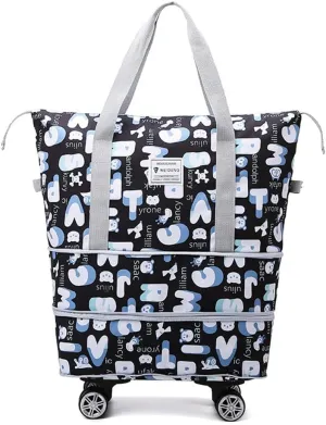 Travel Tote Bags with Trolley Sleeve Expandable Extra Waterproof Oxford Duffel Bag with Wheels
