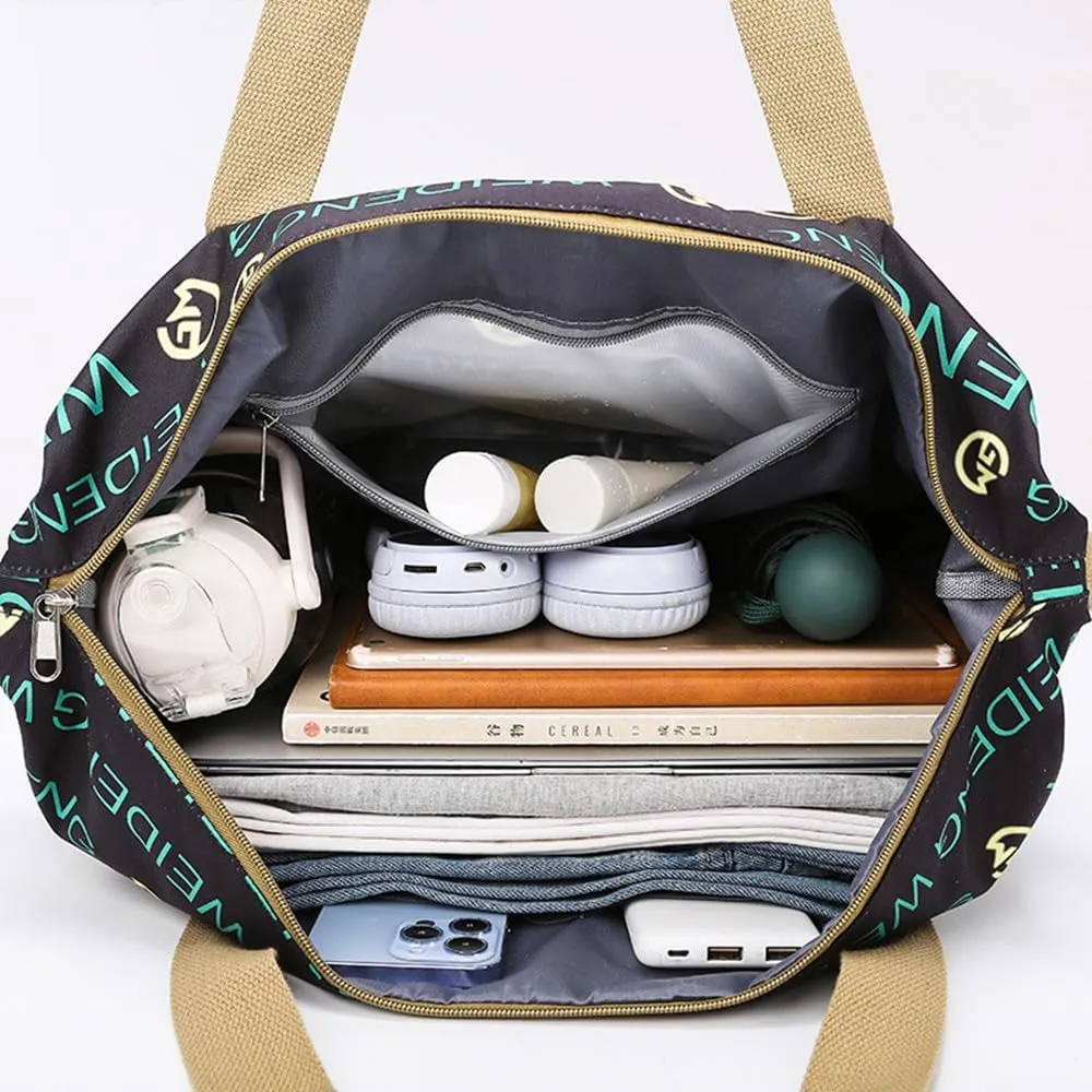 Travel Tote Bags with Trolley Sleeve Expandable Extra Waterproof Oxford Duffel Bag with Wheels
