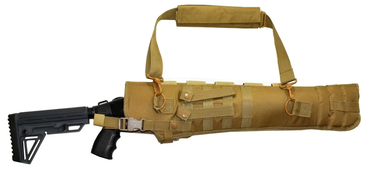 TRINITY mossberg 500 cruiser Scabbard Hunting Tactical Molle Soft Padded case ATV Horse Motorcycle Holder Adapter 25 inches Long Tan.