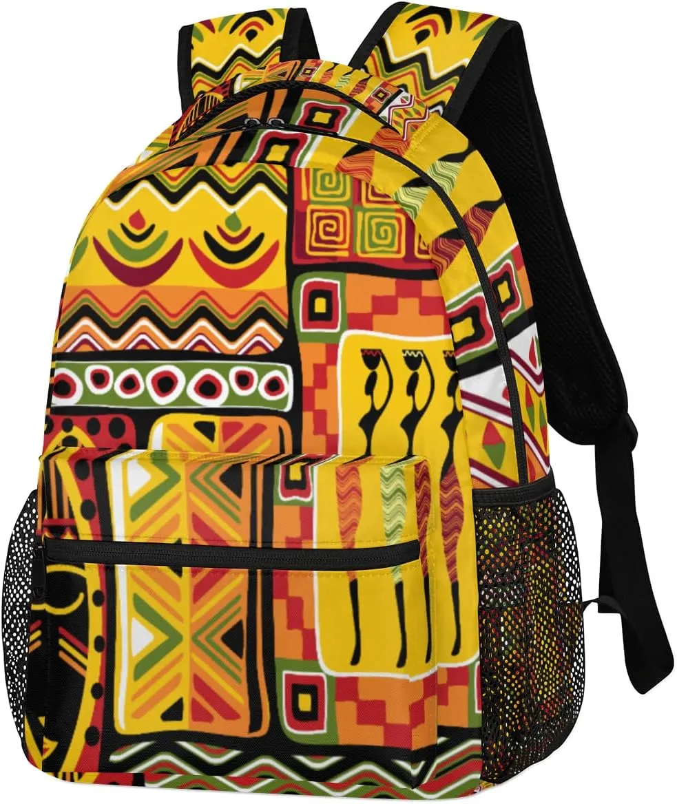 TropicalLife African Woman Backpack for School, School Bag for Girls Boys, Lightweight Travel Bookbag Casual College Daypack for Women Men